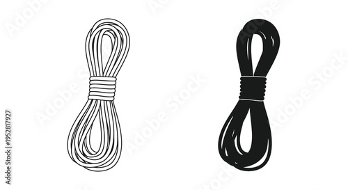 A detailed illustration showcases two neatly coiled ropes one light and one dark against a white background high quality