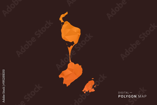 Saint Pierre and Miquelon Map - low poly polygon vector, geometric triangulated silhouette in orange and dark brown tones, clean modern infographic style, isolated background.