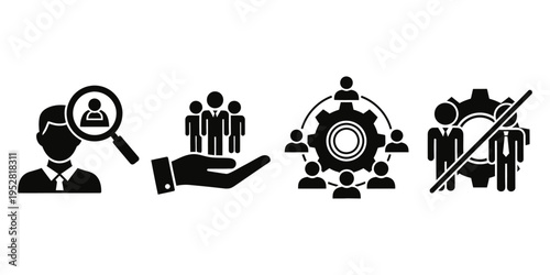 Business process management icons set