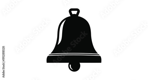 A minimalist depiction showcases a solitary black bell against a stark white background emphasizing its form high quality professional