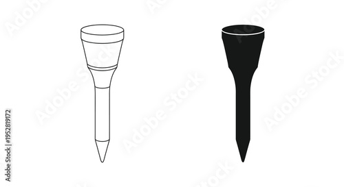 A minimalist black and white illustration depicts two golf tees one light and one dark side by side high quality professional detailed modern