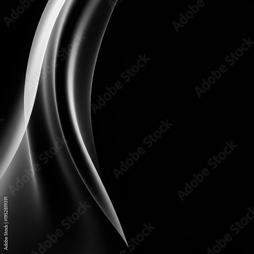 Dynamic monochrome composition emphasizing stark contrast, smooth textures, and dramatic curved lines in a minimalist artistic style, conceptual, abstract, graphic