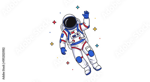 Astronaut Waving Hello in Outer Space with Stars