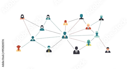 Connected people network illustration, social media connections, business communication concept