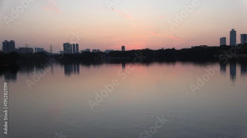 sunset over the lake