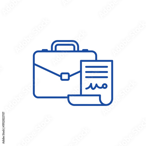 Business Briefcase and Contract Document Icon.