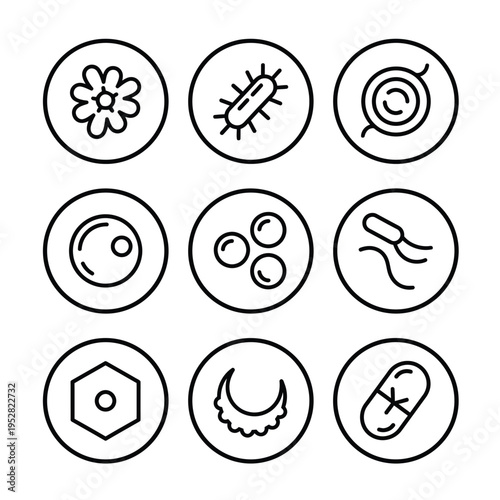 Collection of Microorganism and Cell Icons.