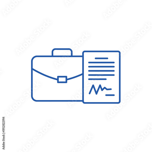 Business Briefcase and Document Icon Vector Illustration.
