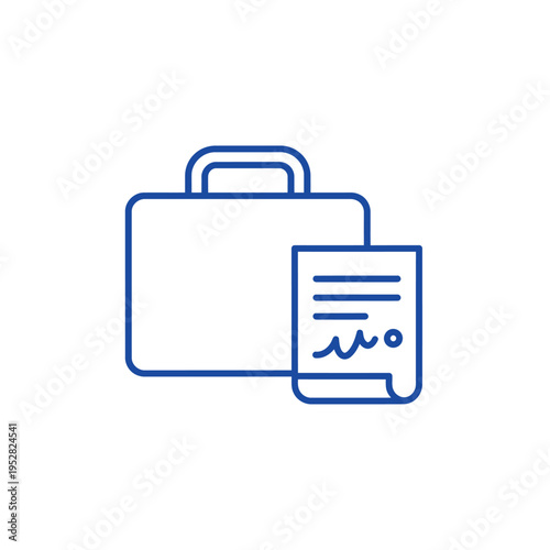 Business Contract and Briefcase Icon.