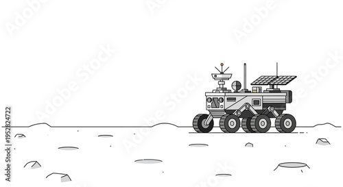 Space rover on the moon surface, exploring the lunar landscape, futuristic technology