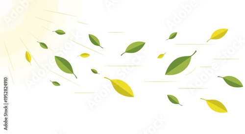 Sunlit Autumn Leaves Blowing in the Wind, Natural Light and Motion