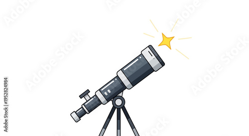 Telescope Aiming at a Shining Star, Space Exploration and Discovery Concept