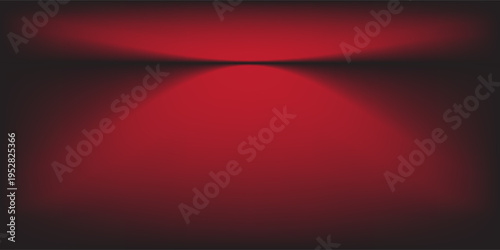 Red Studio background. Abstract Limbo Podium Studio space. Dark red gradient wall floor and spotlight scene. Showcase, promotional display. Vector mockup image.