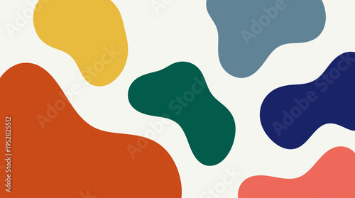 Colorful organic abstract blobs forming a minimalist modern background.
