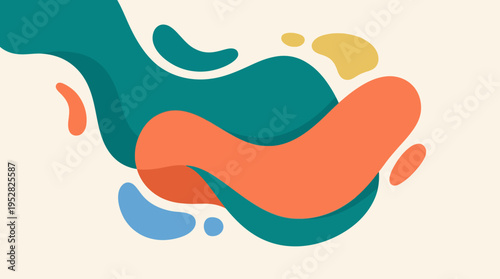 Abstract colorful organic fluid shapes in modern minimalist composition.