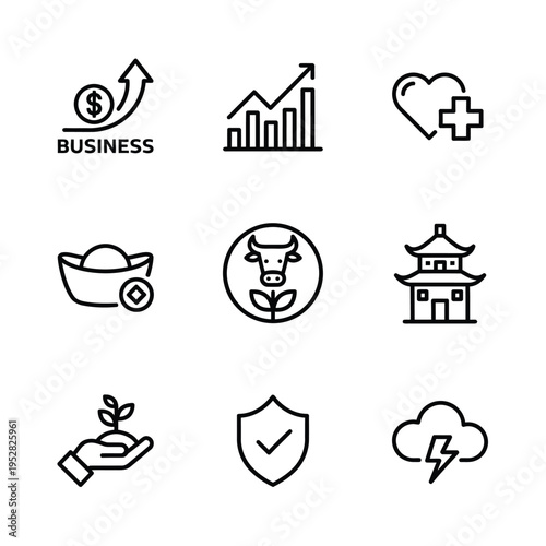 Collection of Business and Lifestyle Icons.