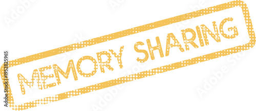 Authentic textured memory sharing yellow rubber stamp ideal for digital communication and important informational announcements