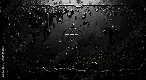 Dark, Textured Surface with Symbolic Emblem.