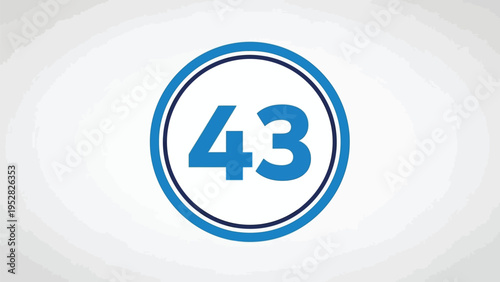 Number 43 in blue circle on white background numeric symbol illustration