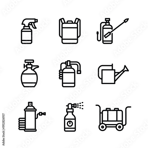 Collection of Garden Sprayer and Watering Can Icons.
