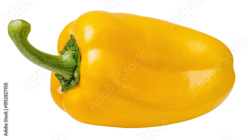Φωτογραφία Isolated bright yellow bell pepper with green stem, healthy organic raw deliciou
