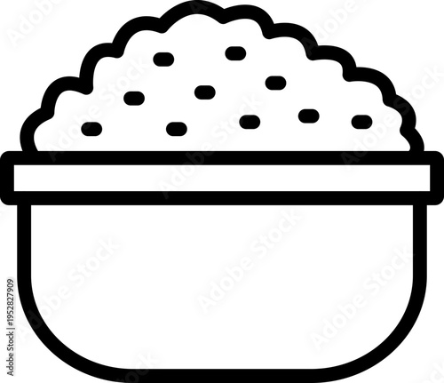 Rice Line Icon Vector, Rice Bowl Outline Symbol, Rice Food Grain Icon