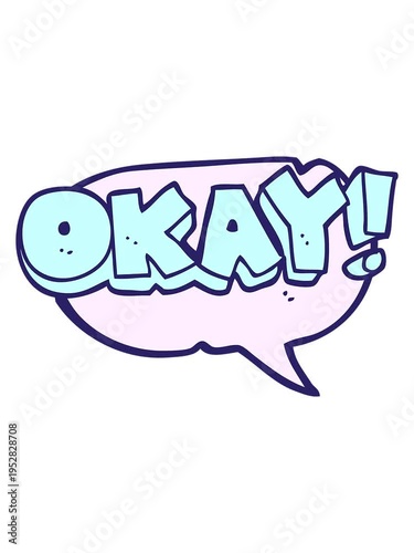 power up animation of freehand drawn speech bubble cartoon okay symbol