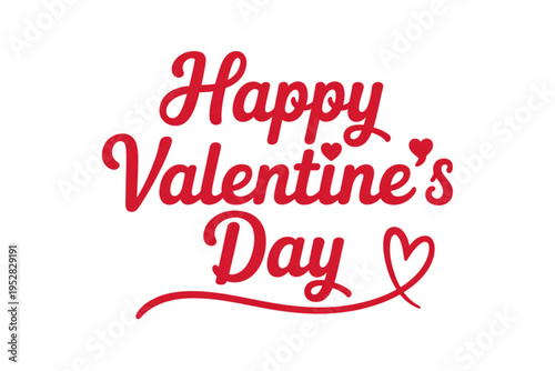 Happy valentine's day greeting with red heart and signature