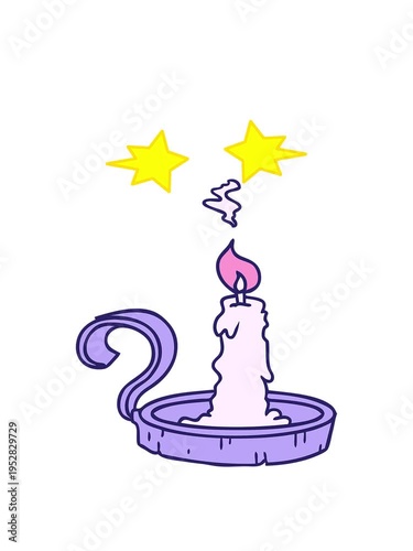 spinning stars animation of candle holder and lit candle