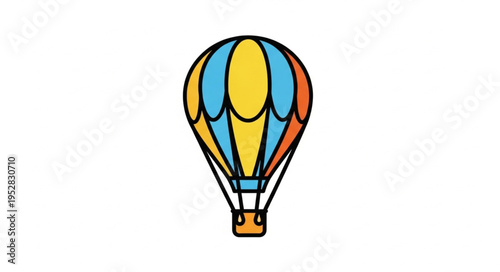 Colorful Hot Air Balloon Illustration Against White Background.