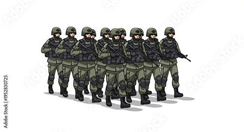A Squad of Soldiers in Full Combat Gear Standing Together.
