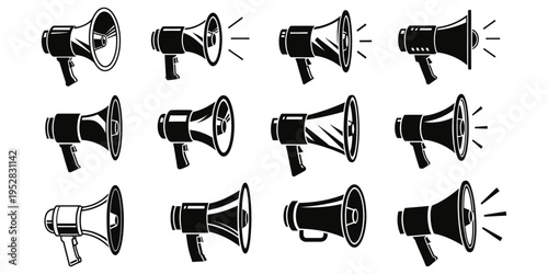 Collection of various megaphone illustrations