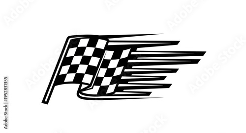 Checkered Flag with Speed Lines - Racing and Victory Symbol.