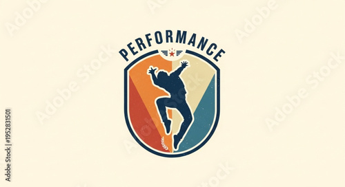 Dynamic Performance Logo Featuring a Silhouette of a Dancer in Action.