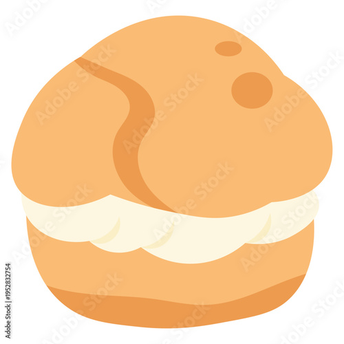 Vanilla Cream Puff Choux Pastry Dessert Vector Illustration