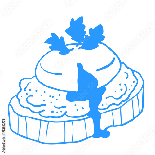 Egg breakfast. Poached egg on bread. Egg sandwich. Line doodle illustration. Mediterranean line art for a cafe menu.