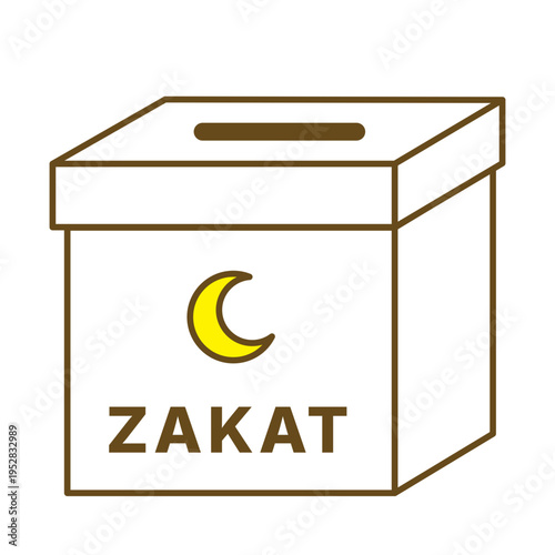 Simple Outline Zakat Box Donation Islamic Finance Charity Illustration