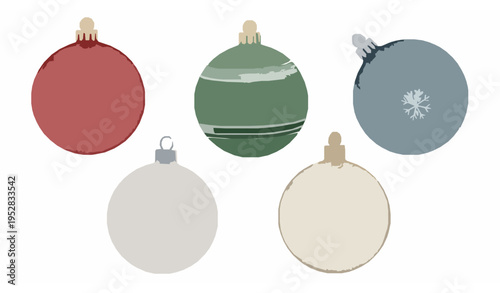 Watercolor Christmas bauble vector style set for holiday greeting and invitation design