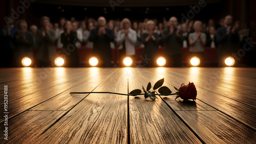 Close Up Photo of Theater Stage Floor with Glowing Footlights