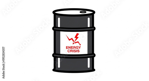 Barrel Depicting Energy Crisis with Lightning Bolt Symbol.