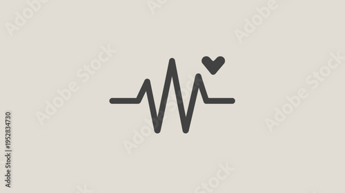 Simple heartbeat line with heart icon representing health, medical care, life, love, and well-being. ECG pulse graphic.