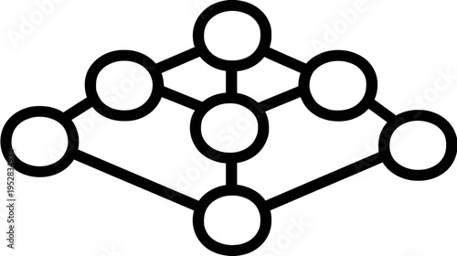 Abstract Network Diagram of Interconnected Circles: Data Connection, System Structure, and Relationship Flow Concept