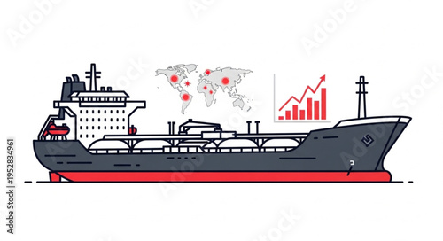 Global Shipping and Economic Trends - An Illustration of a Cargo Ship.