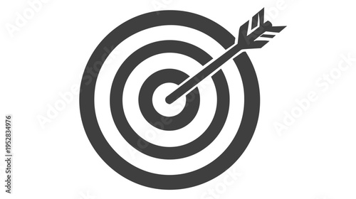 Target with arrow hitting bullseye icon for success, business goals, achievement, marketing strategy, accuracy, and focus concept.
