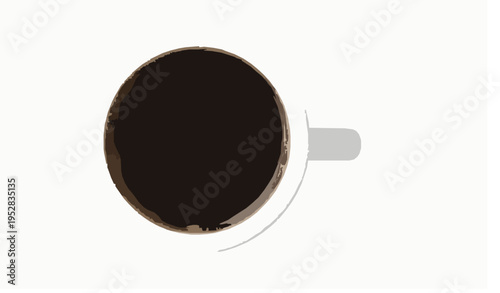 Top View White Coffee Cup with Black Coffee Isolated Vector Clipping Path Ready