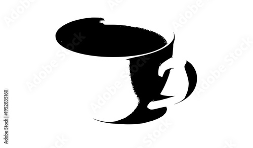 White Coffee Cup Side View with Black Coffee Isolated Minimal Vector Illustration