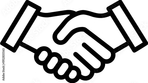 Business Handshake Icon Outline Vector. Partnership, Agreement, Deal, Collaboration, and Trust Symbol on White Background.