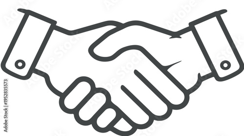 Handshake outline icon representing business agreement, partnership, deal, success, trust, and cooperation vector illustration