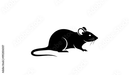 Minimal black rat silhouette logo icon simple rodent vector design isolated on white background