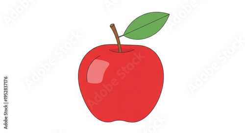 Vibrant Red Apple with Green Leaf - A Fresh and Healthy Fruit.